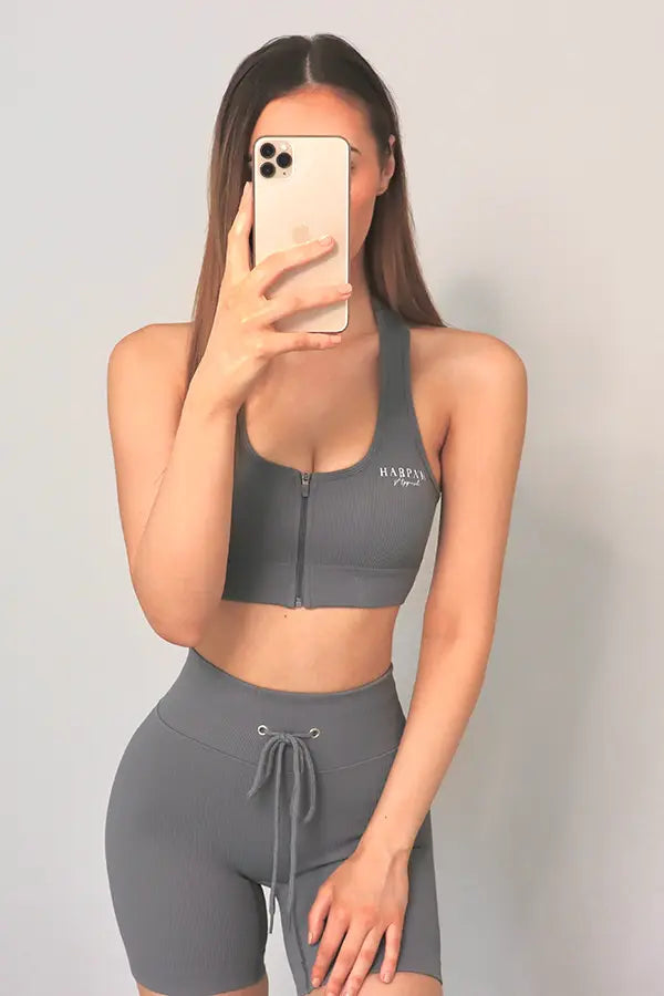 Rib Seamless Crop Grey Harpa'h Apparel