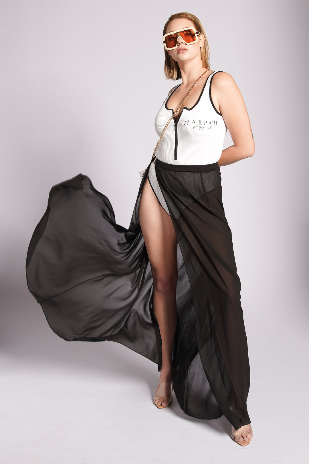 Sheer Overlay Wrap Skirt Harpah Apparel