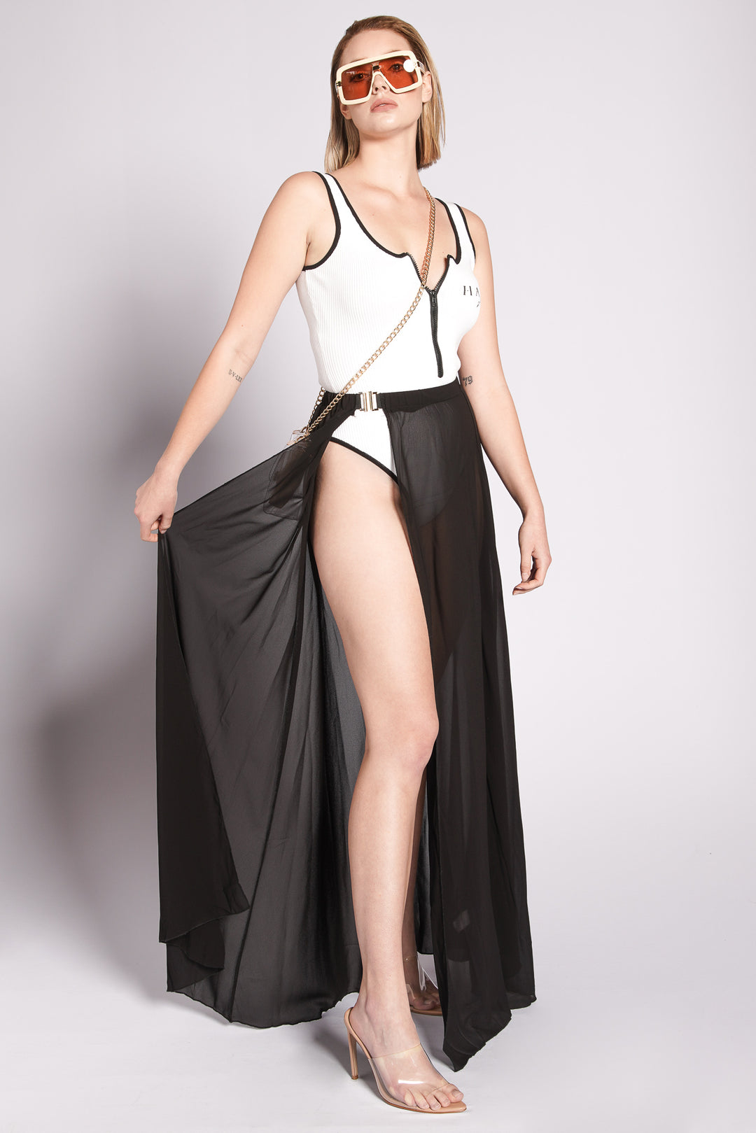 Sheer Overlay Wrap Skirt Harpah Apparel